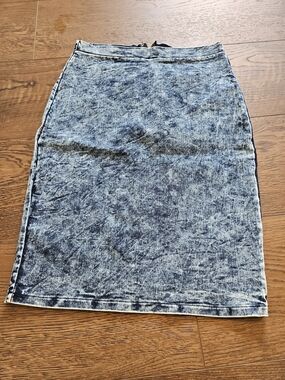 Acid Wash Blue Denim Pencil Skirt